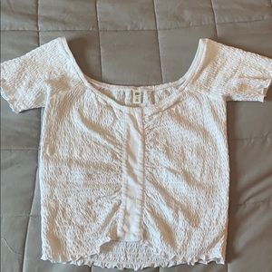 BP cropped smocked off shoulder top M new